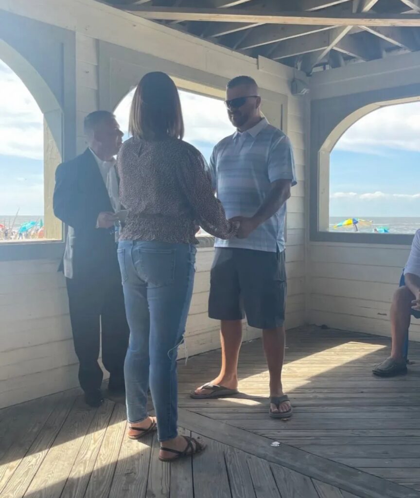 Couple during an Ever After Vows vow renewal ceremony in Cape May