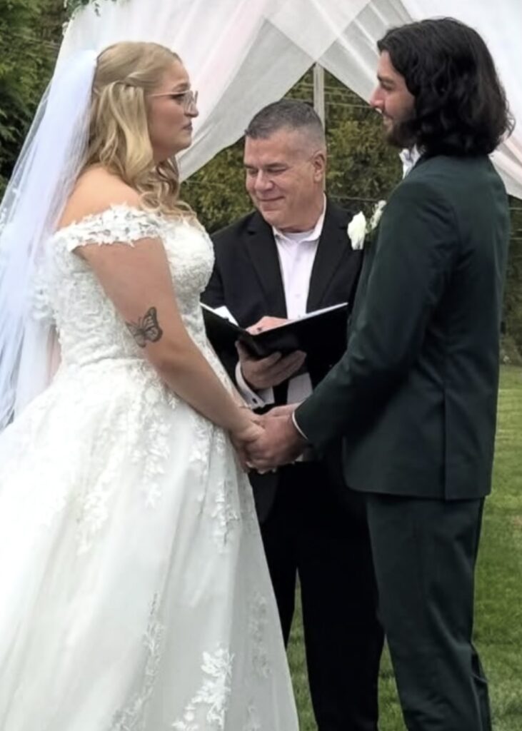 Ever After Vows officiating an outdoor wedding ceremony