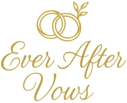 Ever After Vows logo with gold rings