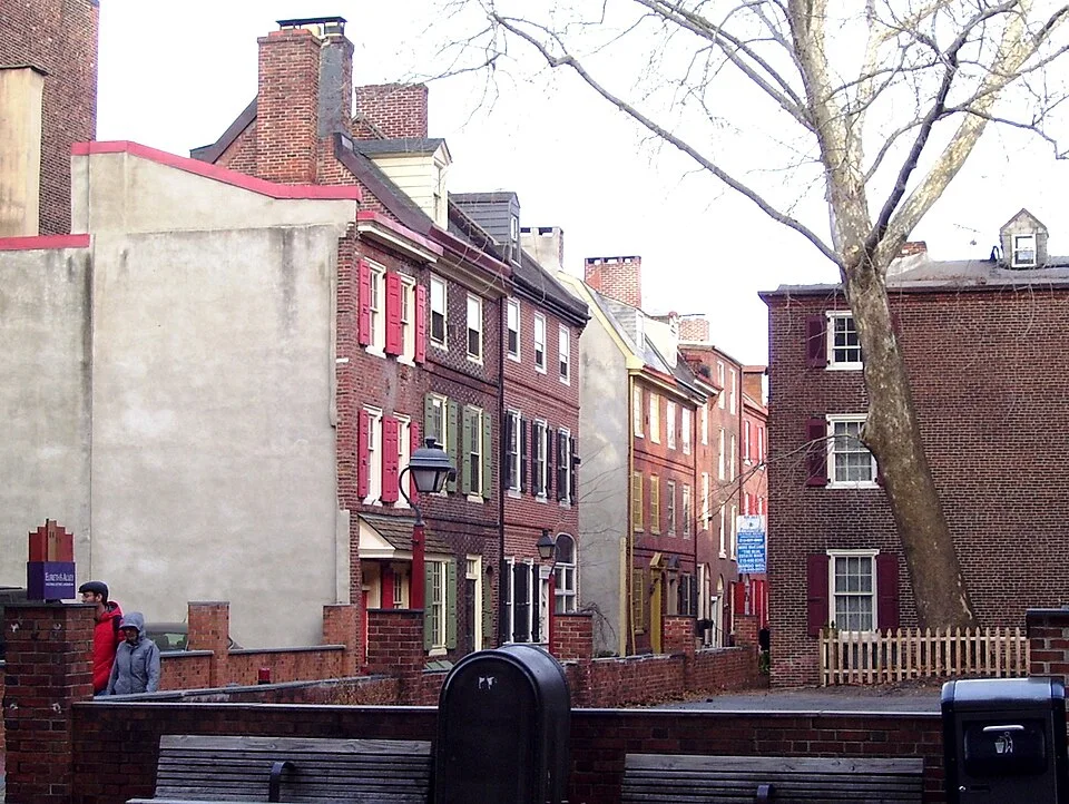 Historic homes on Elfreth's Alley in Old City Philadelphia