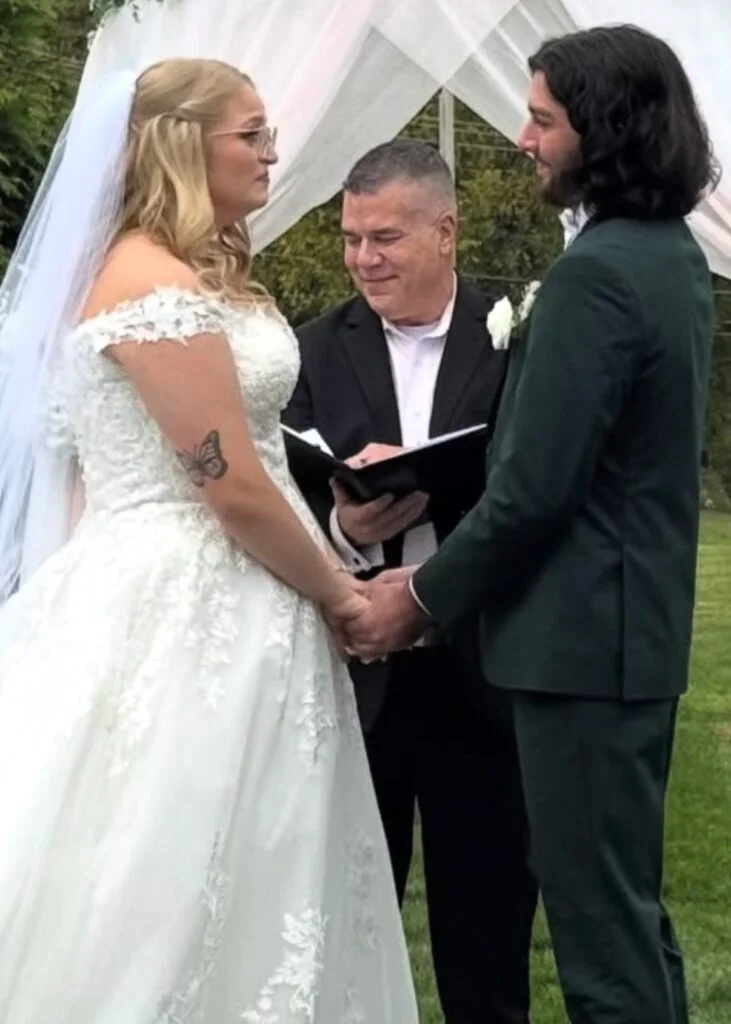 Ever After Vows officiating an outdoor wedding ceremony